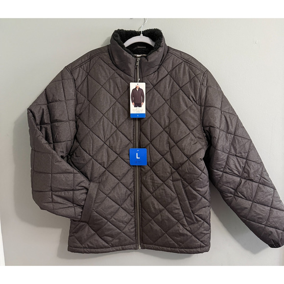 NWT Weatherproof Men’s Fleece Lined Puffer Black Jacket Coat Large - Picture 1 of 7
